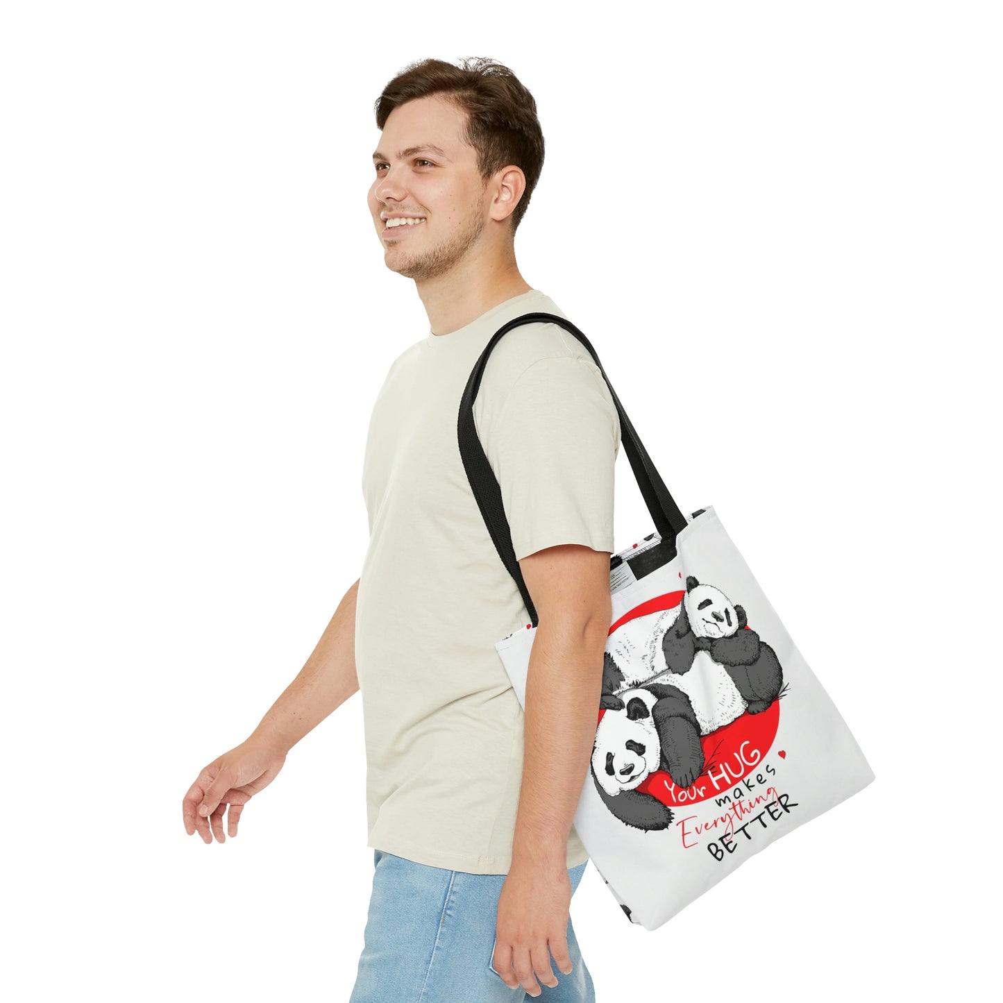 AOP Tote Bag 2 sides "Pandas hugging"