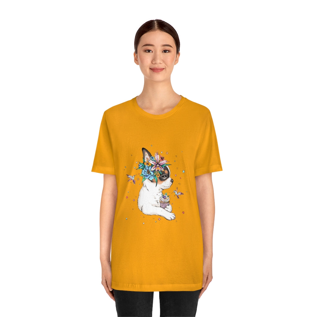 Unisex Jersey Short Sleeve Tee "Chihuahua puppy & cupcake"