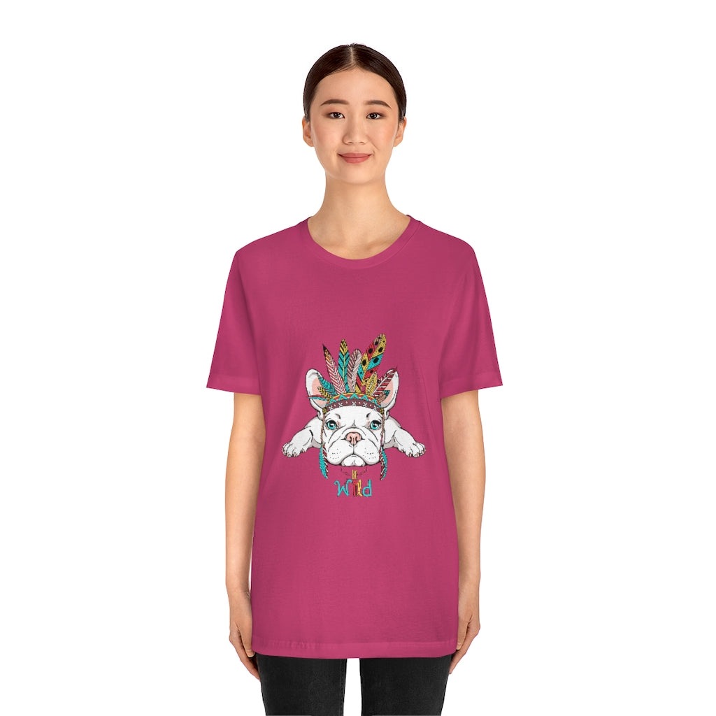 Unisex Jersey Short Sleeve Tee "French bulldog in Indian headdress"