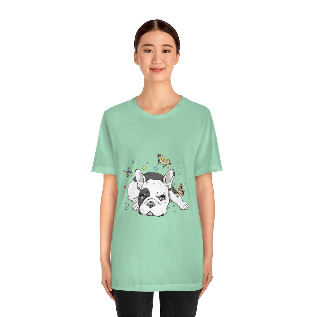 Unisex Jersey Short Sleeve Tee "French bulldog with butterflies"
