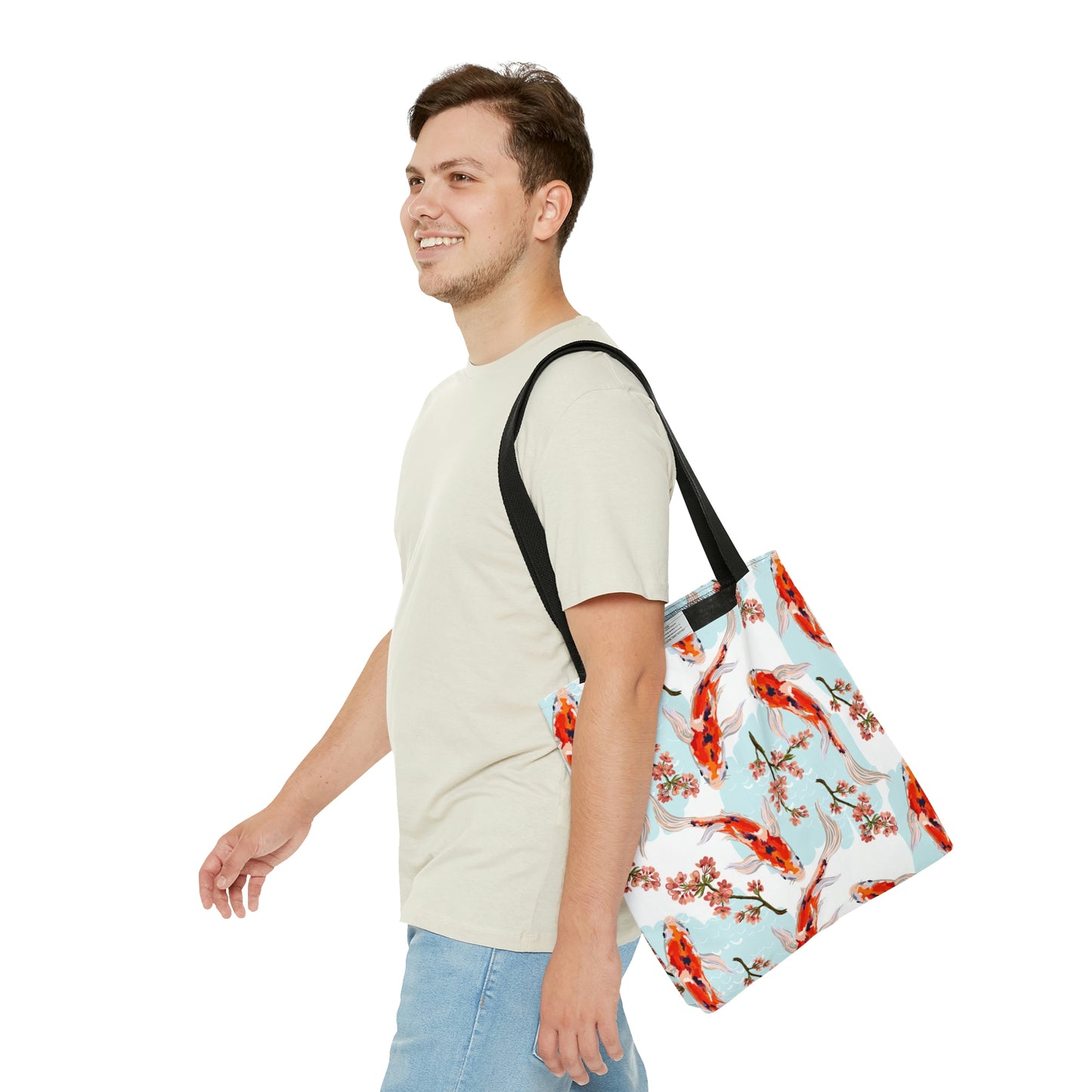AOP Tote Bag "Fish and sakura pattern"
