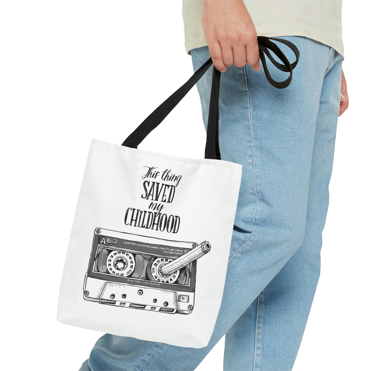 AOP Tote Bag "Audio Cassette and a pencil :)"