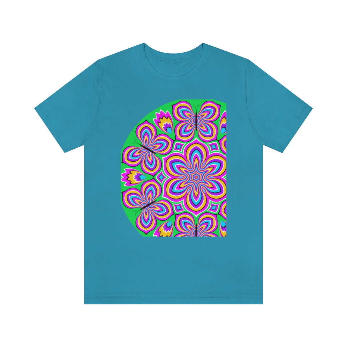 Unisex Jersey Short Sleeve Tee "Optical illusion Colorful flower and butterflies"