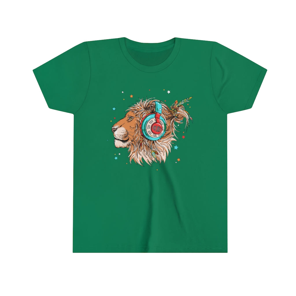 Youth Short Sleeve Tee "Lion & headphones"