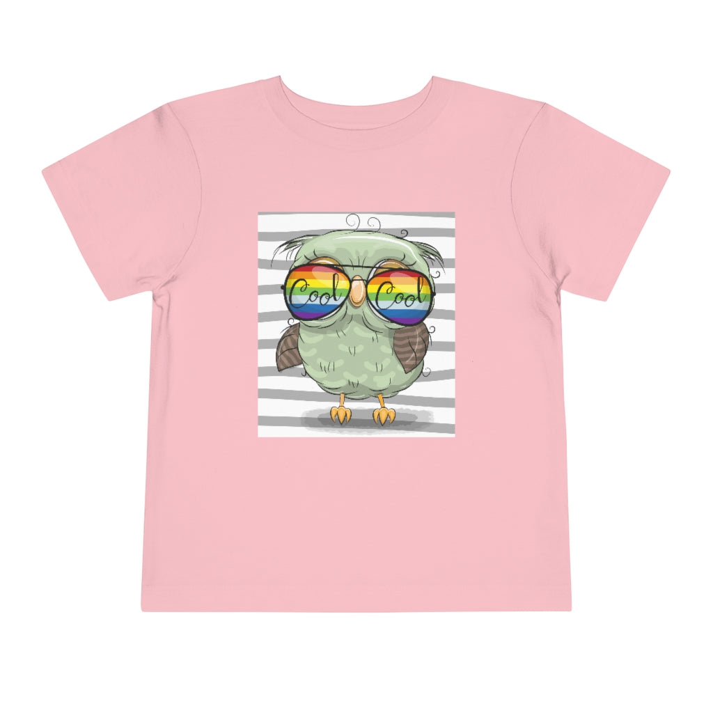 Kids Short Sleeve Tee "Cool Cartoon Cute Owl with sun glasses"