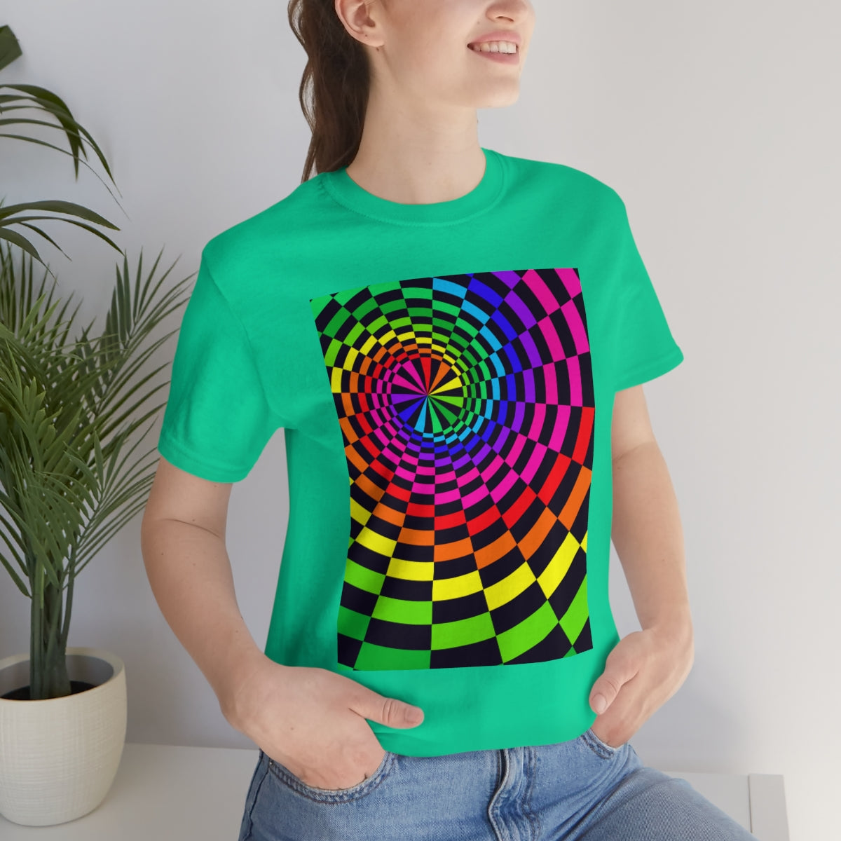 Unisex Jersey Short Sleeve Tee "Optical illusion Black Spirals of the Rectangles"
