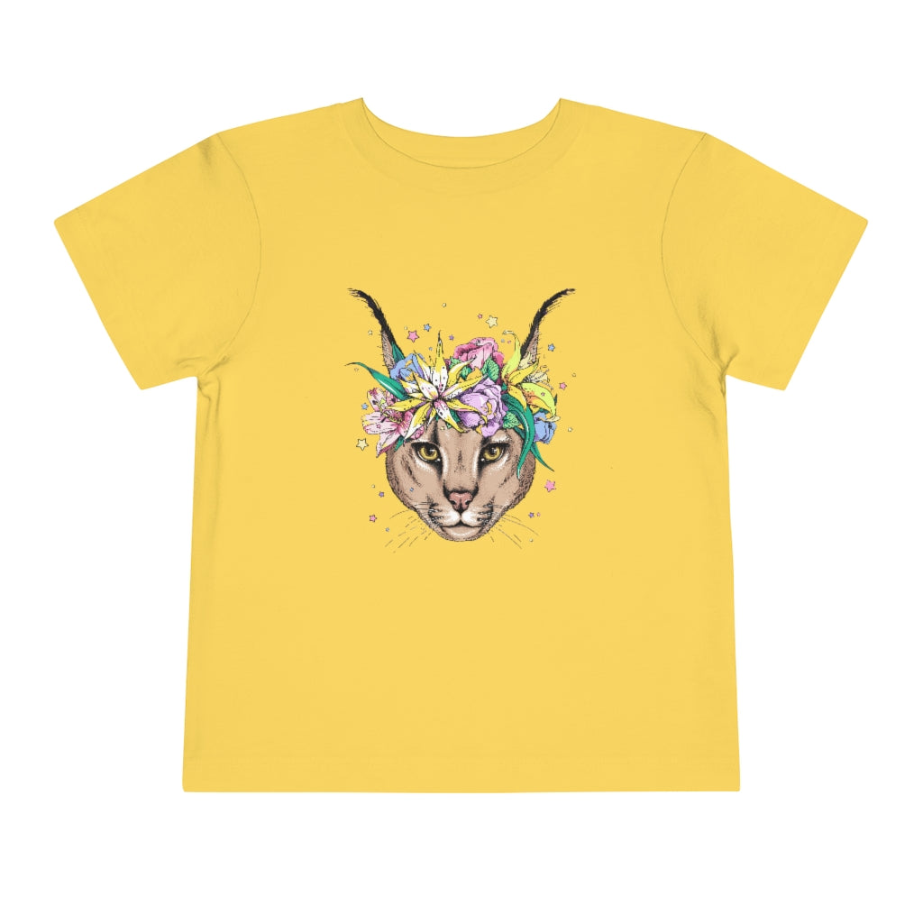 Kids Short Sleeve Tee "Caracal with flowers"