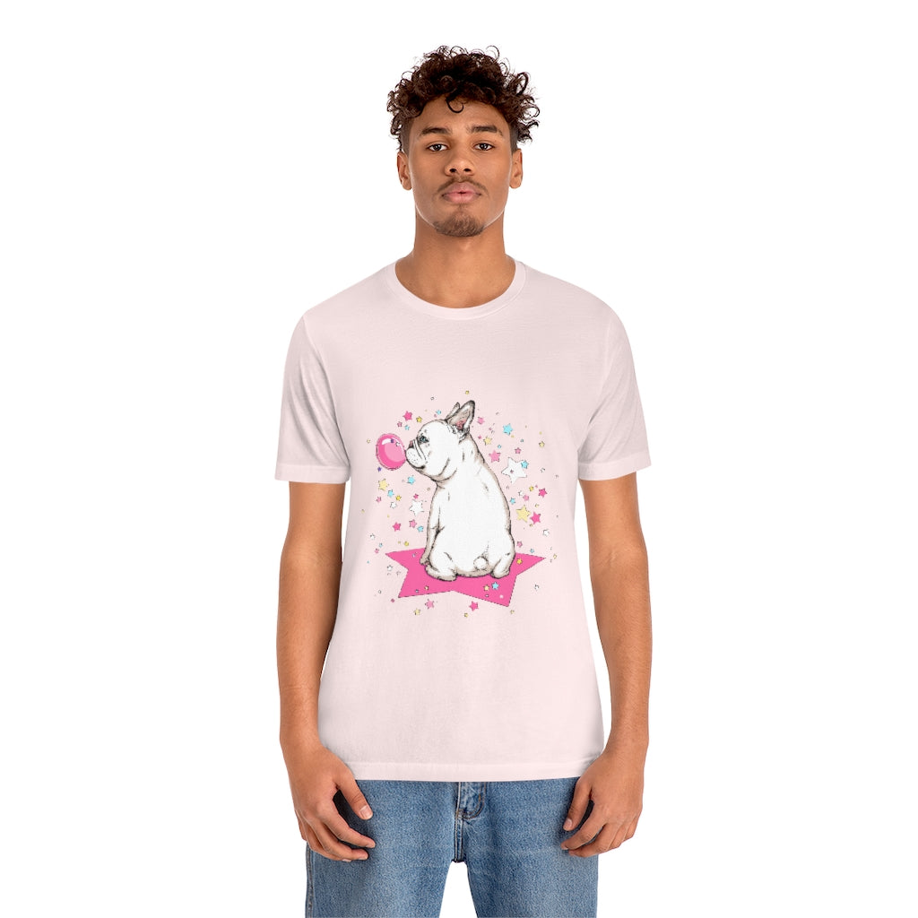 Unisex Jersey Short Sleeve Tee "French white bulldog & stars"