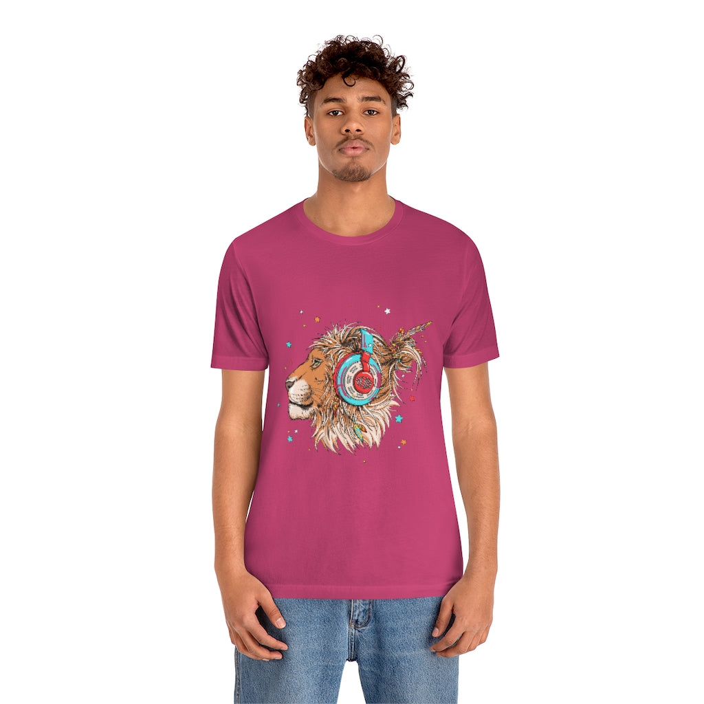 Unisex Jersey Short Sleeve Tee "Lion & headphones"