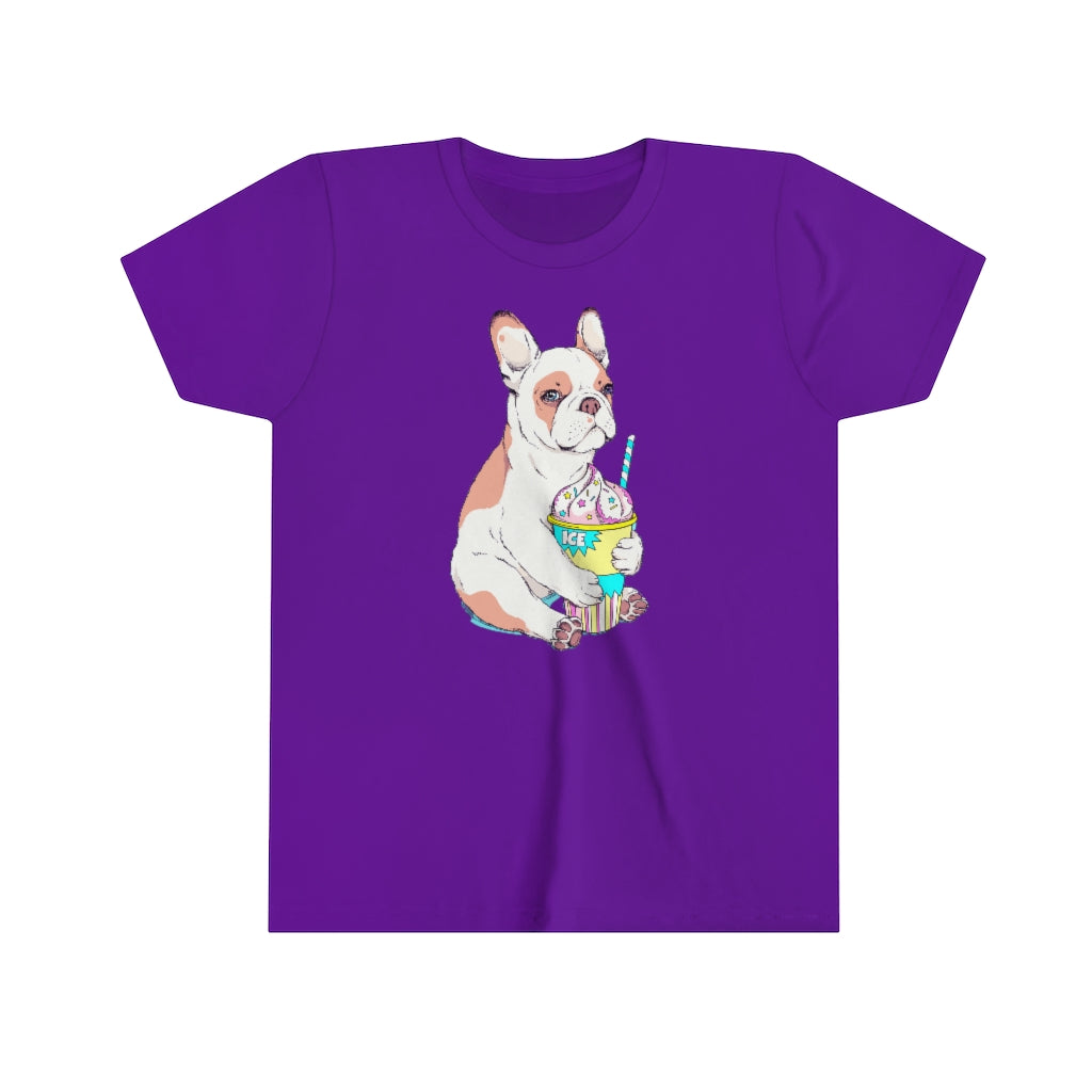 Youth Short Sleeve Tee "French bulldog & ice cream"