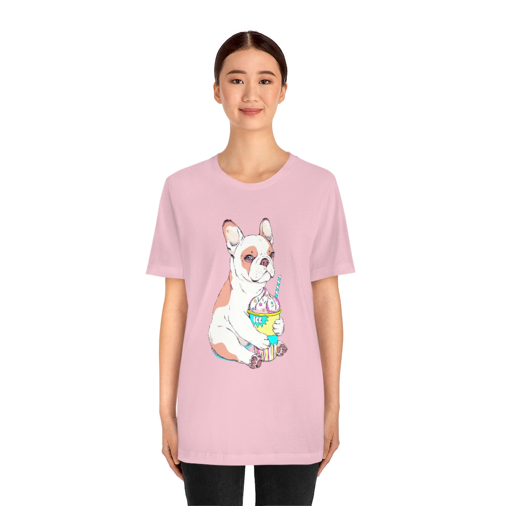 Unisex Jersey Short Sleeve Tee "French bulldog & ice cream"