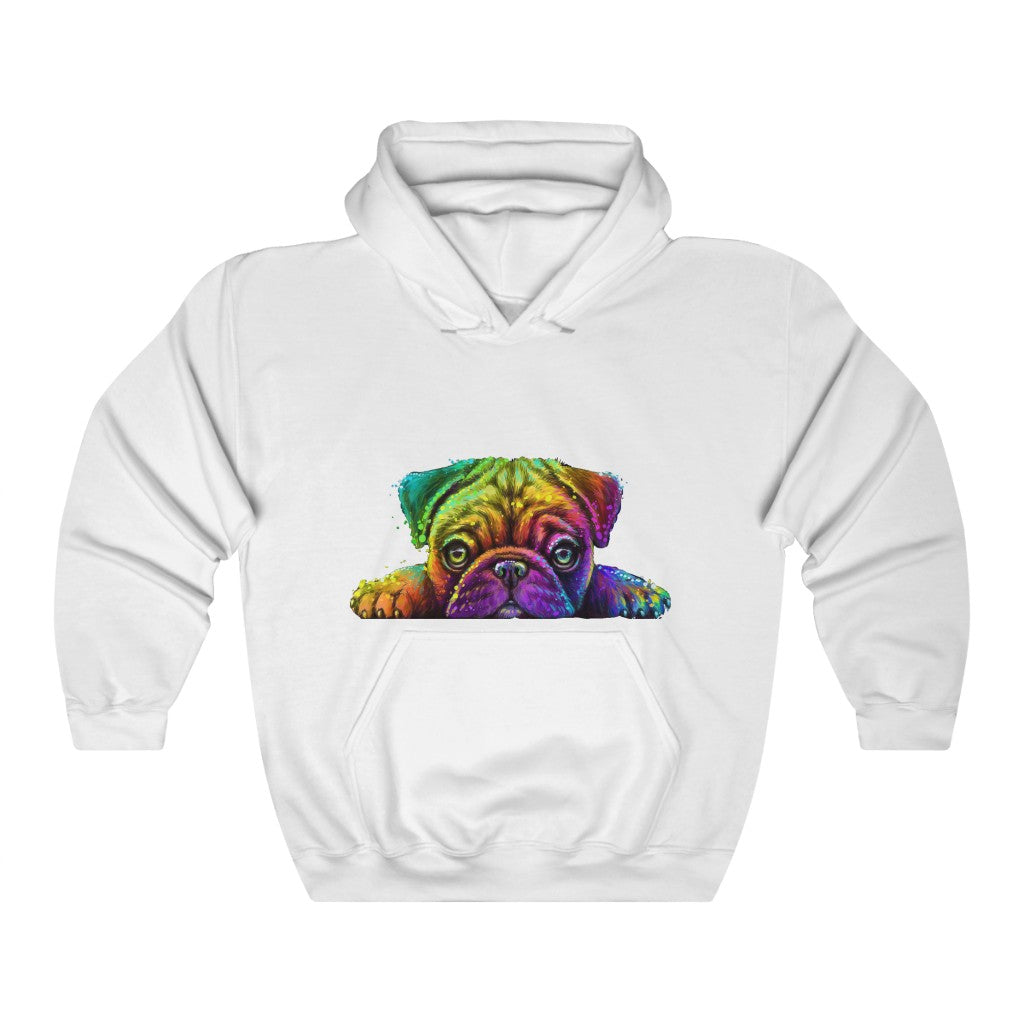 Unisex Heavy Blend™ Hooded Sweatshirt "Colorful neon Pug"