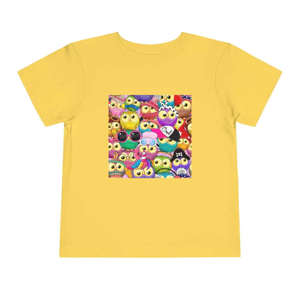 Kids Short Sleeve Tee "Colorful Pattern with cute cartoon owls"