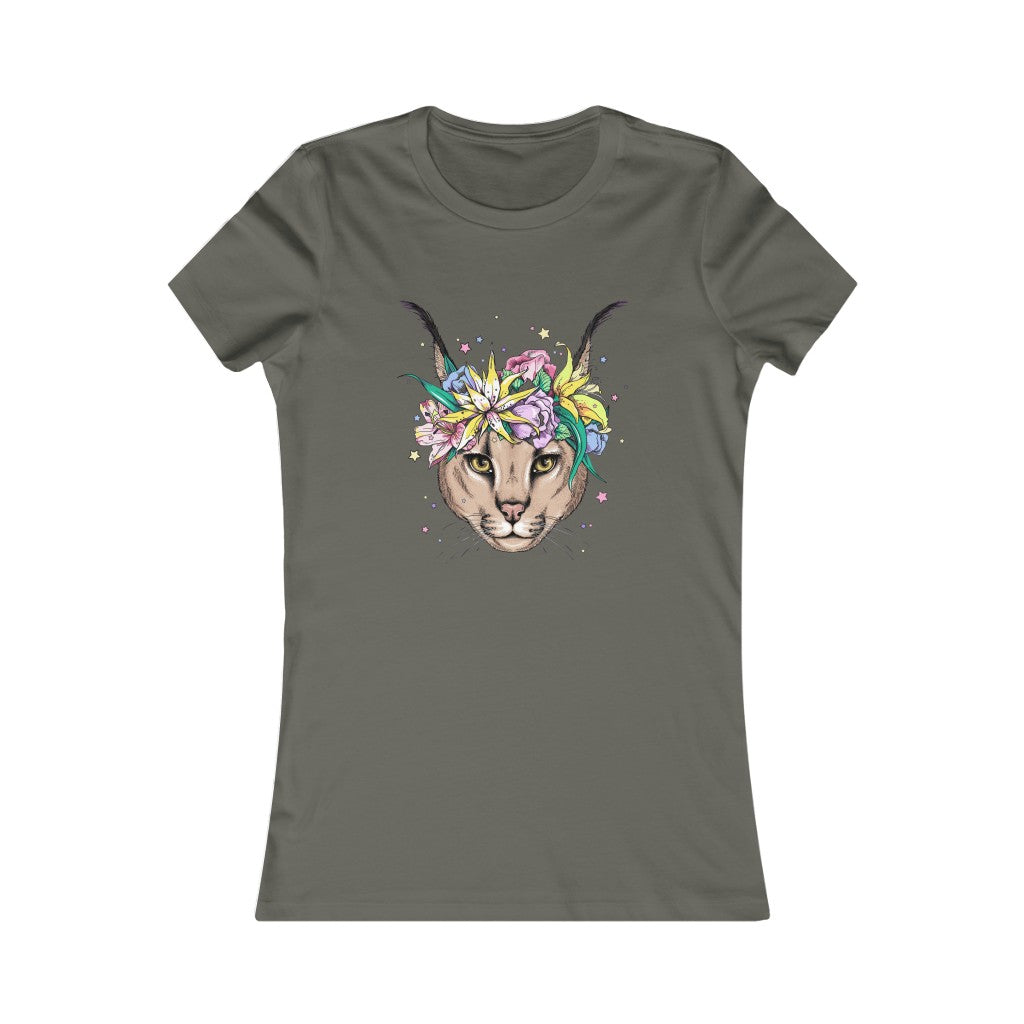 Women's Favorite Tee "Caracal with flowers"