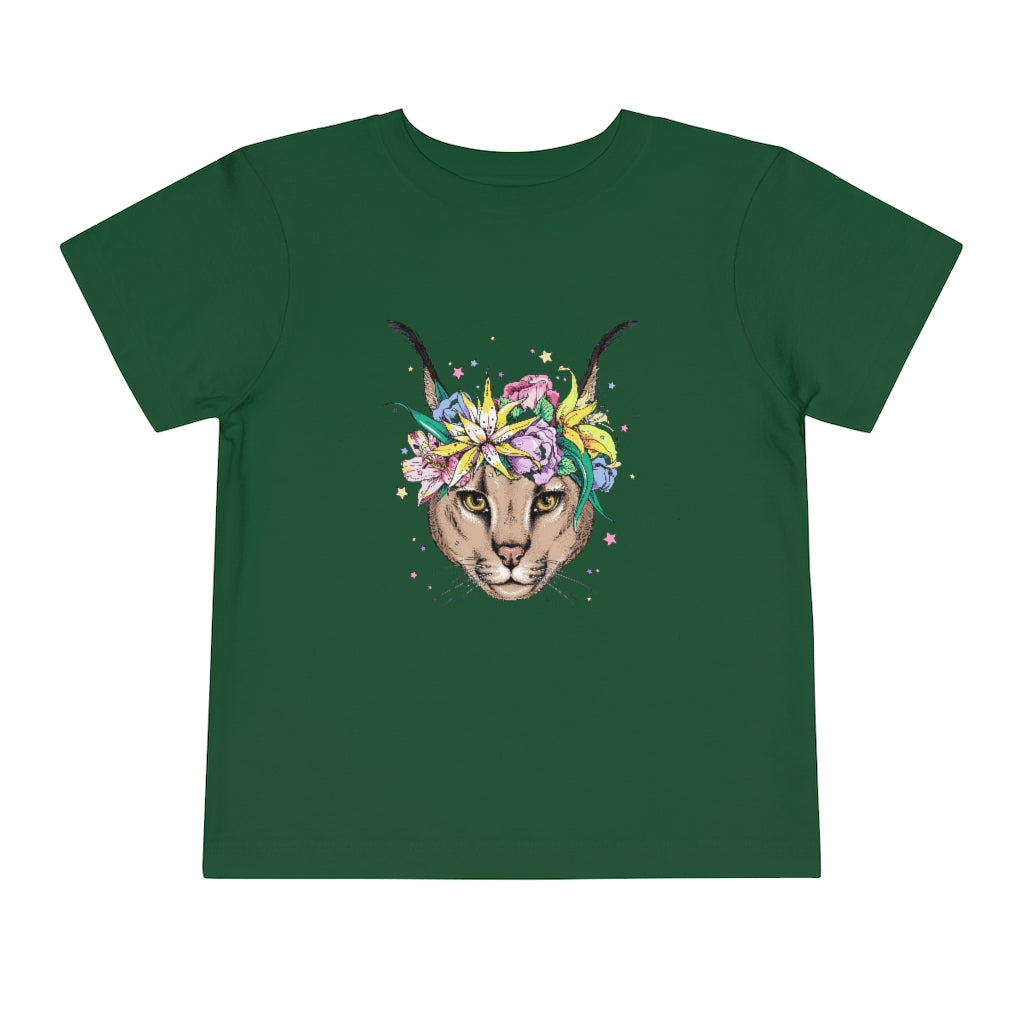 Kids Short Sleeve Tee "Caracal with flowers"