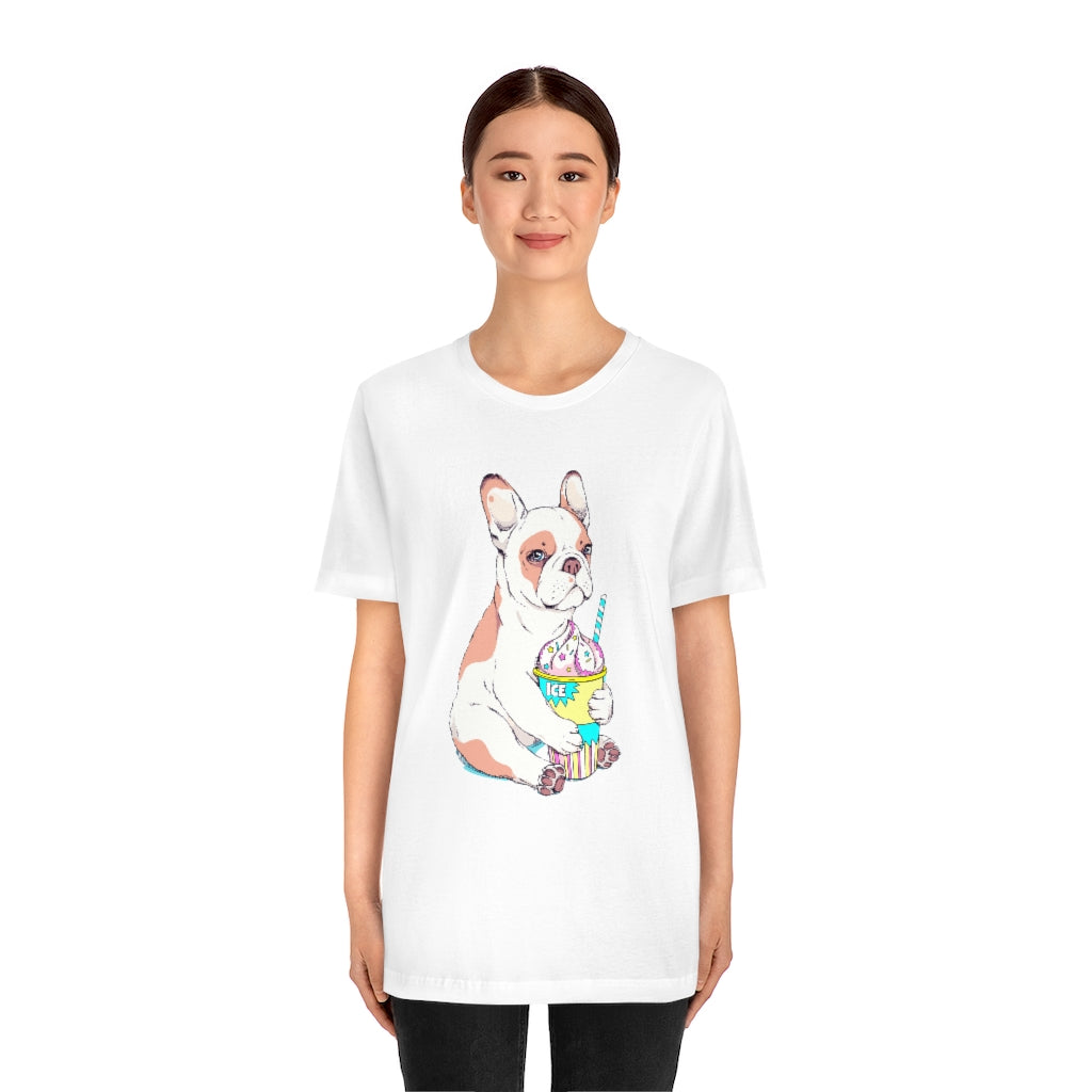 Unisex Jersey Short Sleeve Tee "French bulldog & ice cream"