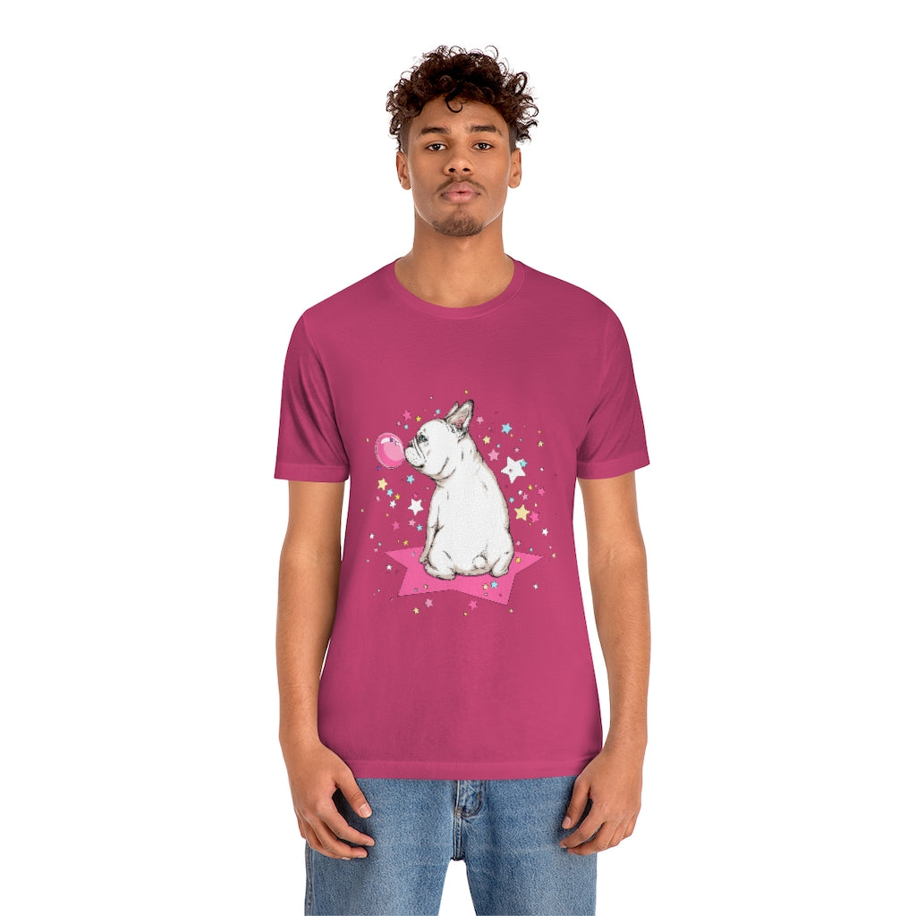 Unisex Jersey Short Sleeve Tee "French white bulldog & stars"
