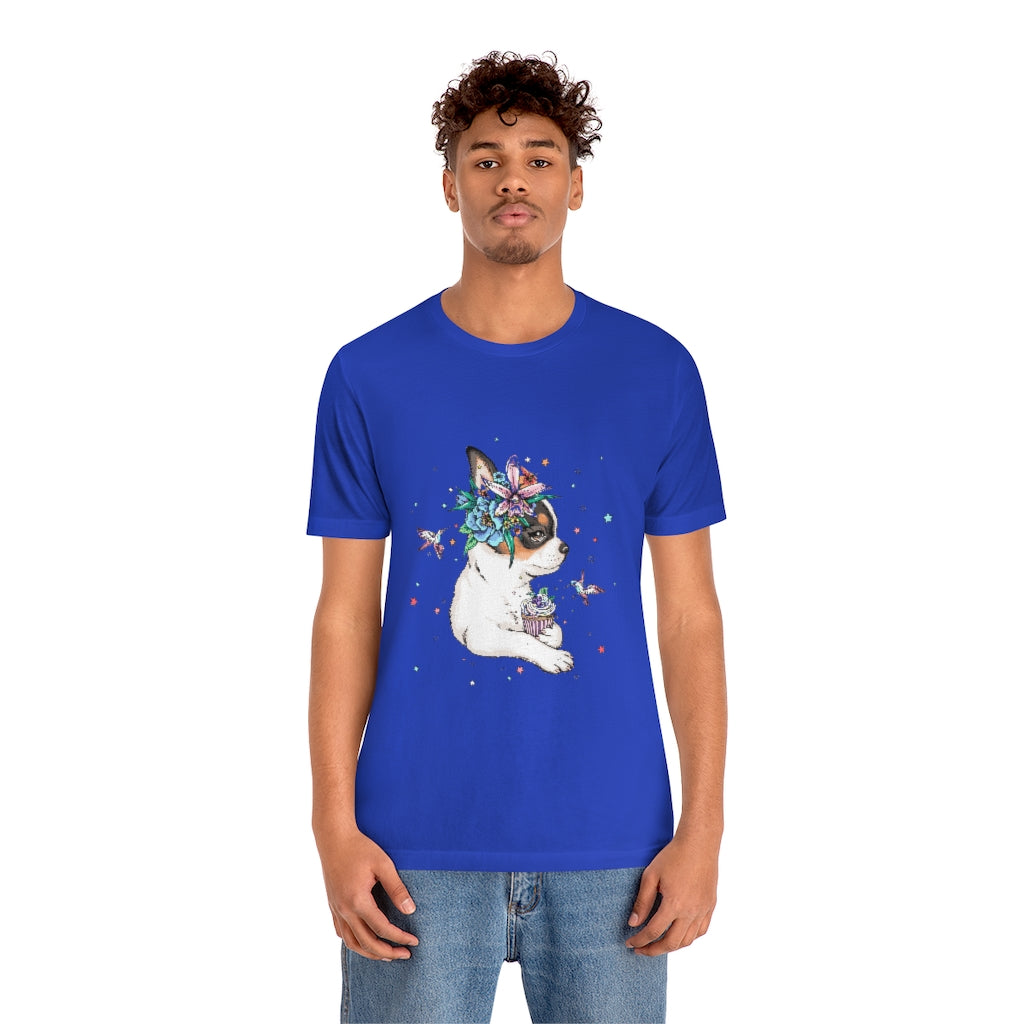 Unisex Jersey Short Sleeve Tee "Chihuahua puppy & cupcake"