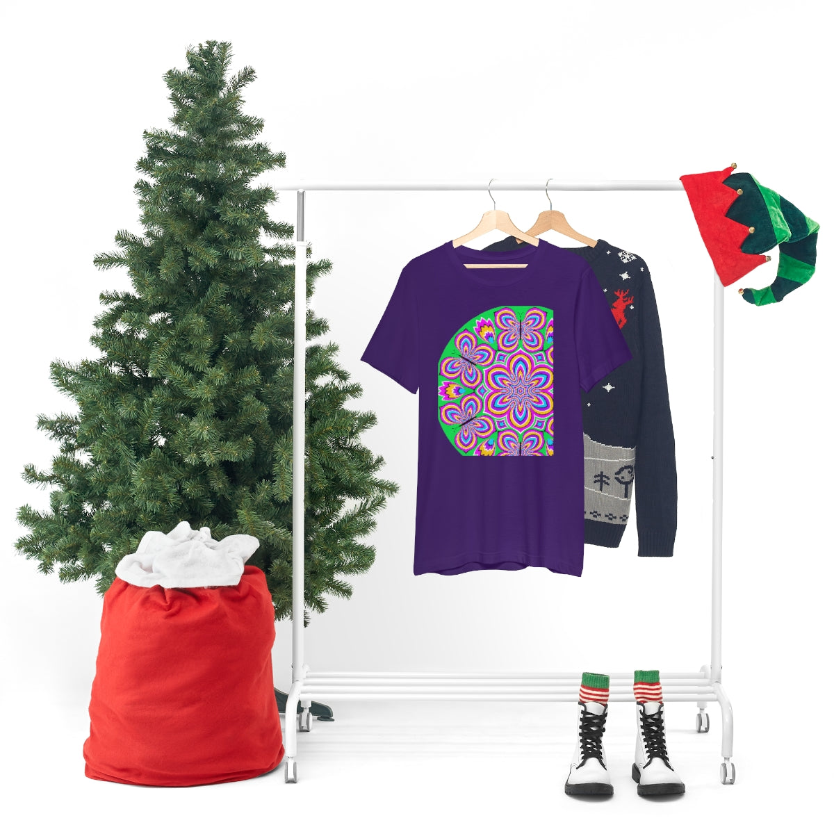 Unisex Jersey Short Sleeve Tee "Optical illusion Colorful flower and butterflies"