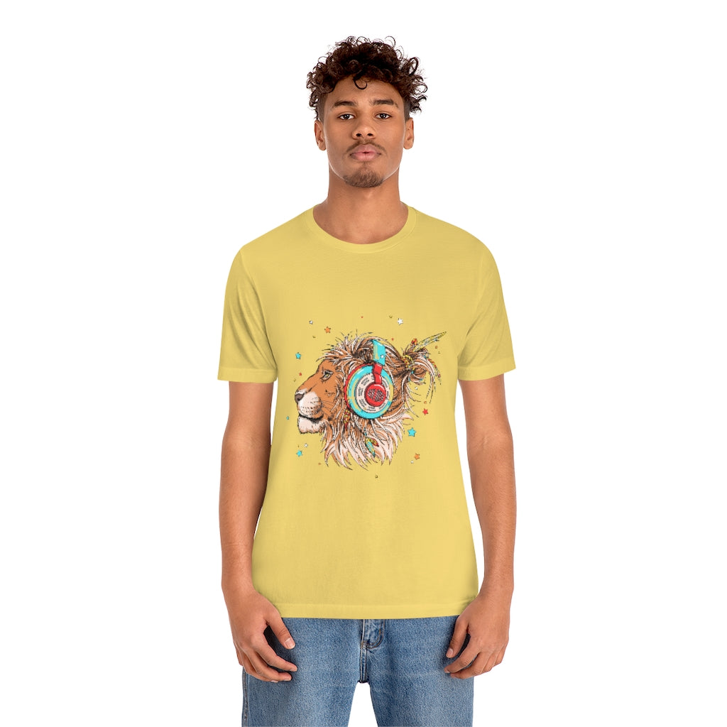 Unisex Jersey Short Sleeve Tee "Lion & headphones"
