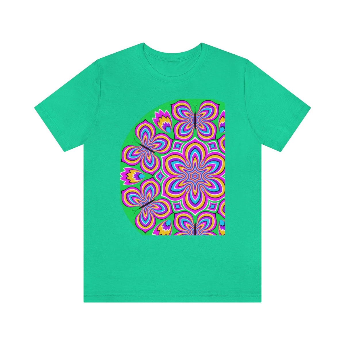 Unisex Jersey Short Sleeve Tee "Optical illusion Colorful flower and butterflies"