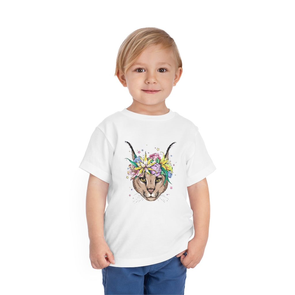 Kids Short Sleeve Tee "Caracal with flowers"