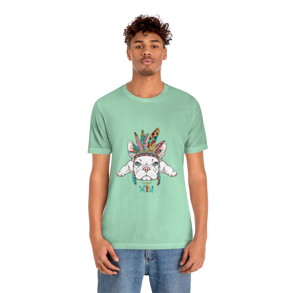 Unisex Jersey Short Sleeve Tee "French bulldog in Indian headdress"