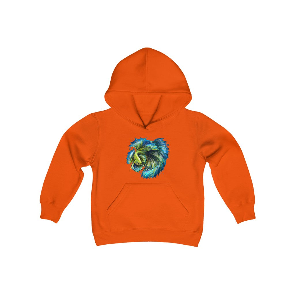Youth Heavy Blend Hooded Sweatshirt "Colorful tropical fish"