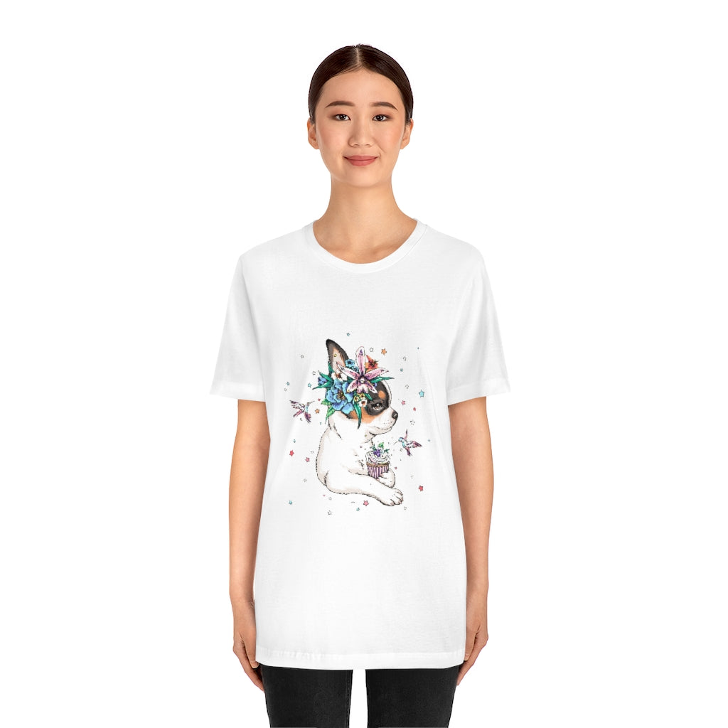 Unisex Jersey Short Sleeve Tee "Chihuahua puppy & cupcake"