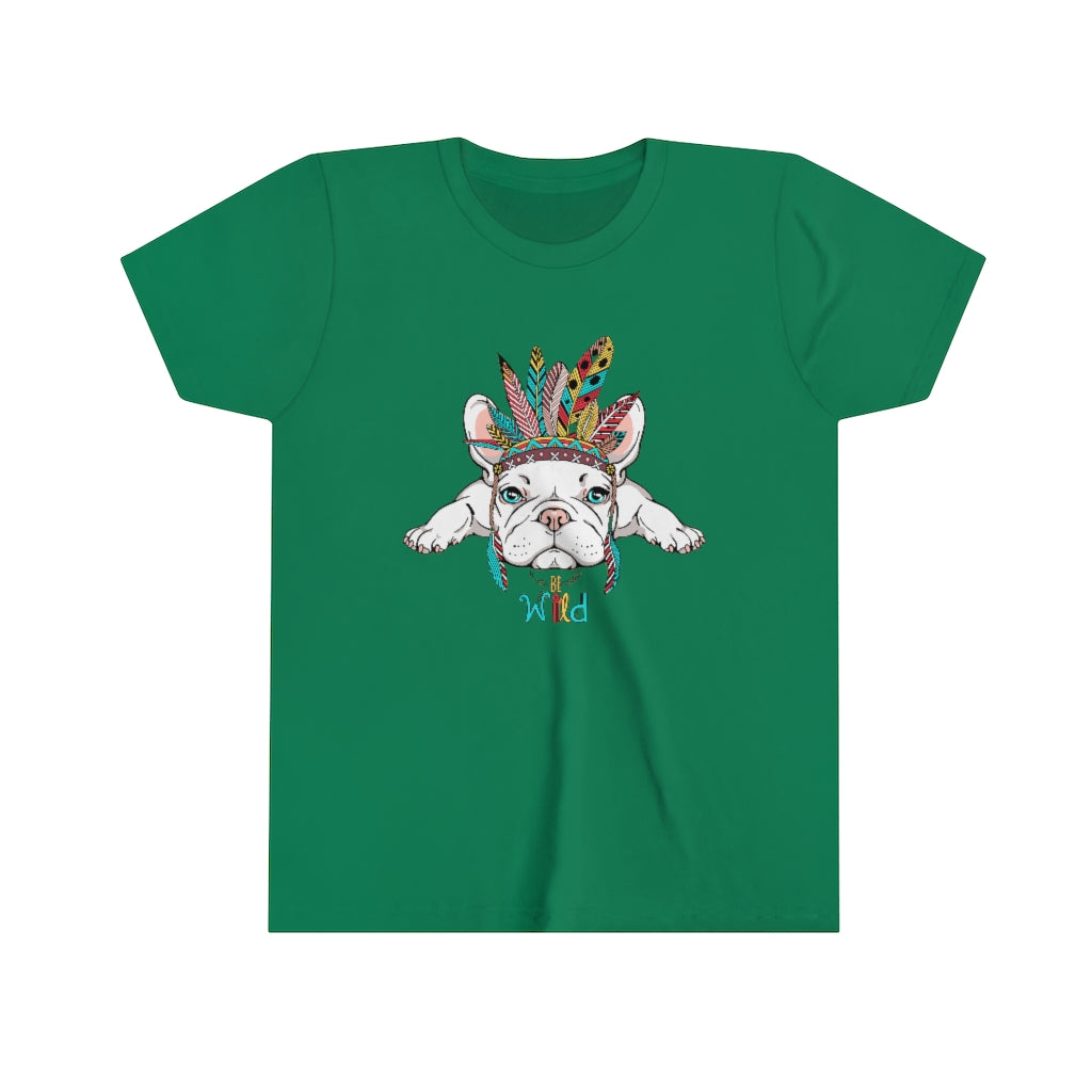 Youth Short Sleeve Tee "French bulldog in Indian headdress"