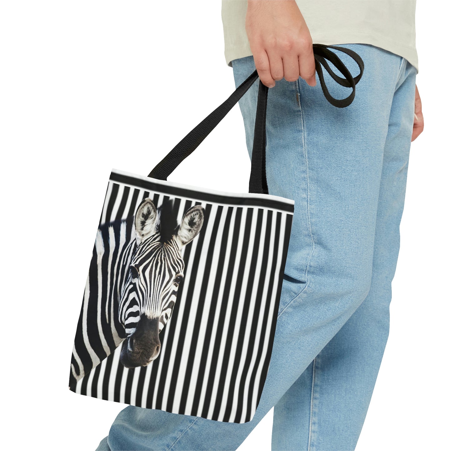 AOP Tote Bag "Zebra and striped background"