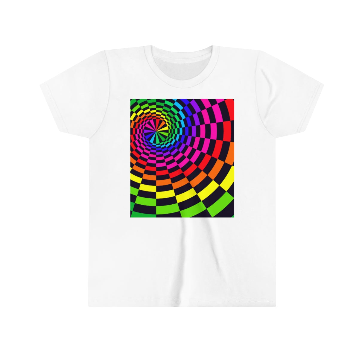 Youth Short Sleeve Tee "Optical illusion Black Spirals of the Rectangles"