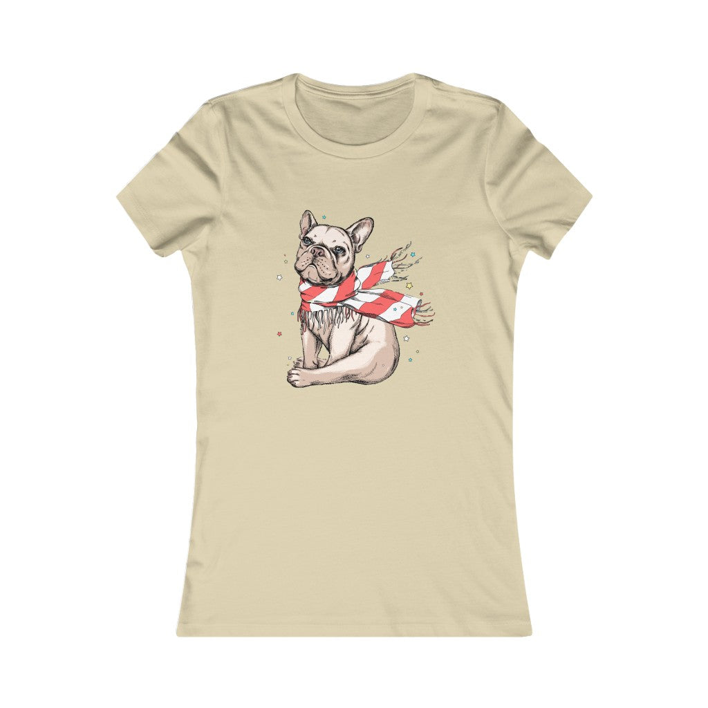 Women's Favorite Tee "French bulldog in a striped scarf"