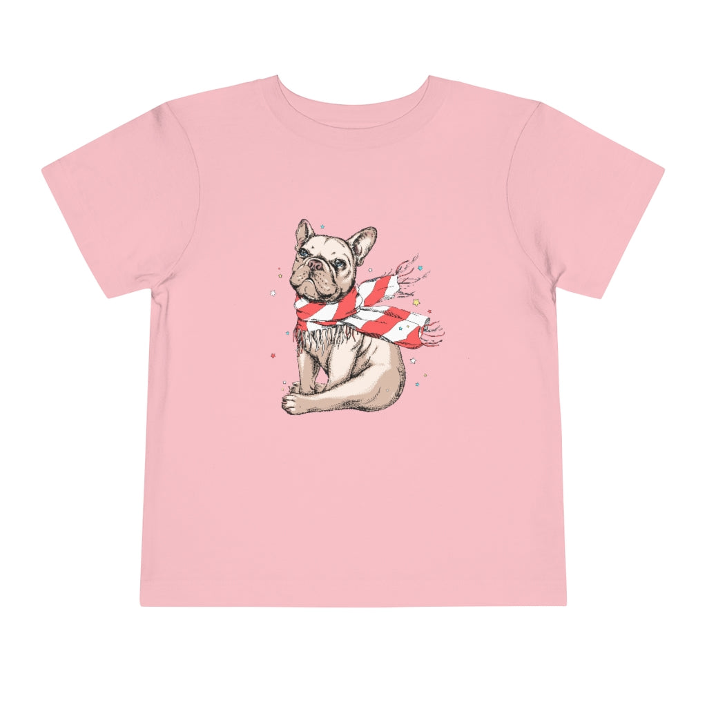 Kids Short Sleeve Tee "French bulldog in a striped scarf"