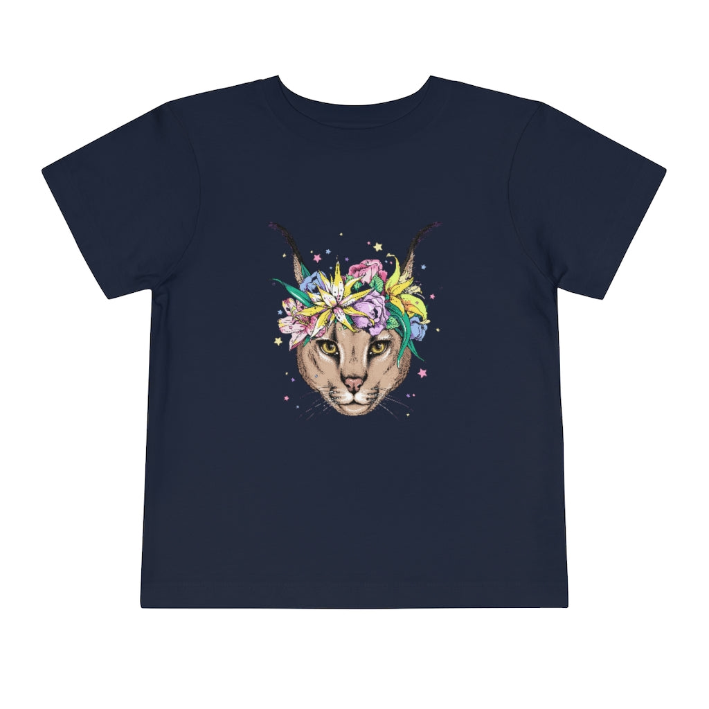 Kids Short Sleeve Tee "Caracal with flowers"