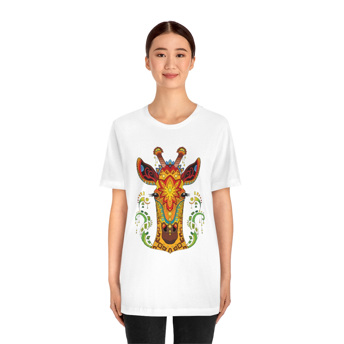 Unisex Jersey Short Sleeve Tee "Colorful giraffe ornament"