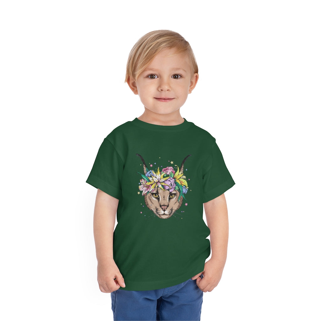 Kids Short Sleeve Tee "Caracal with flowers"