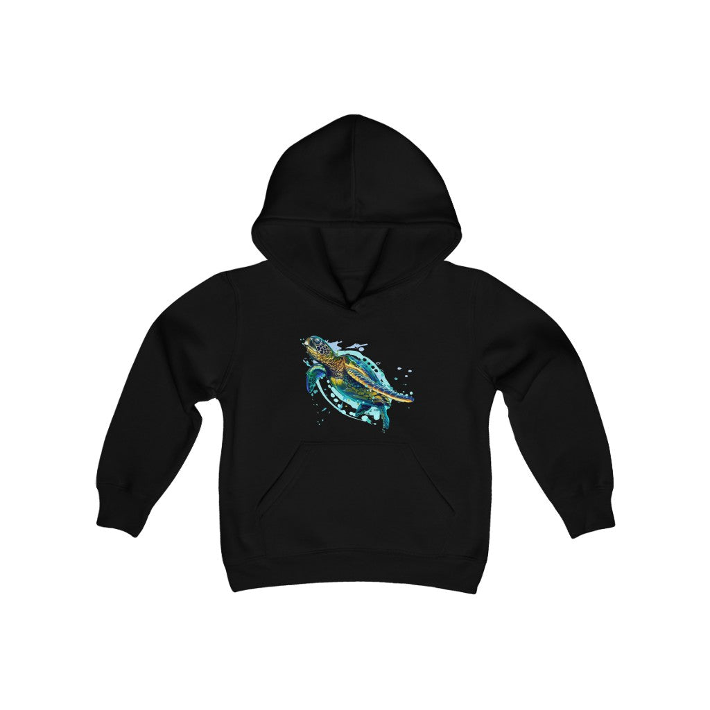 Youth Heavy Blend Hooded Sweatshirt "Sea colorful turtle"