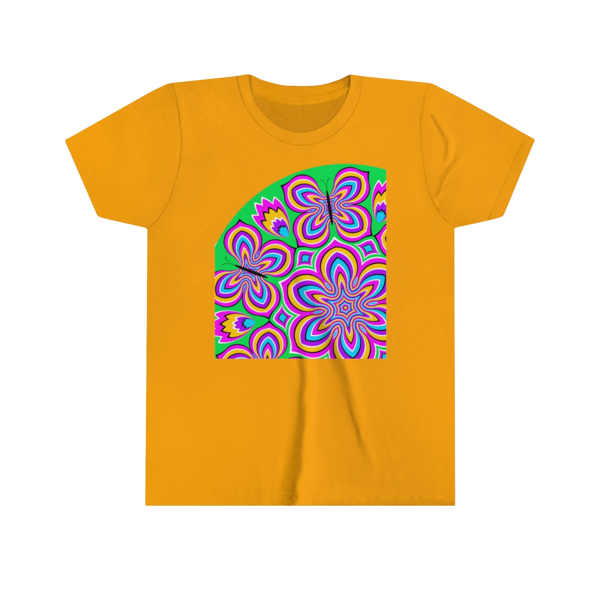 Youth Short Sleeve Tee "Optical illusion Colorful flower and butterflies"