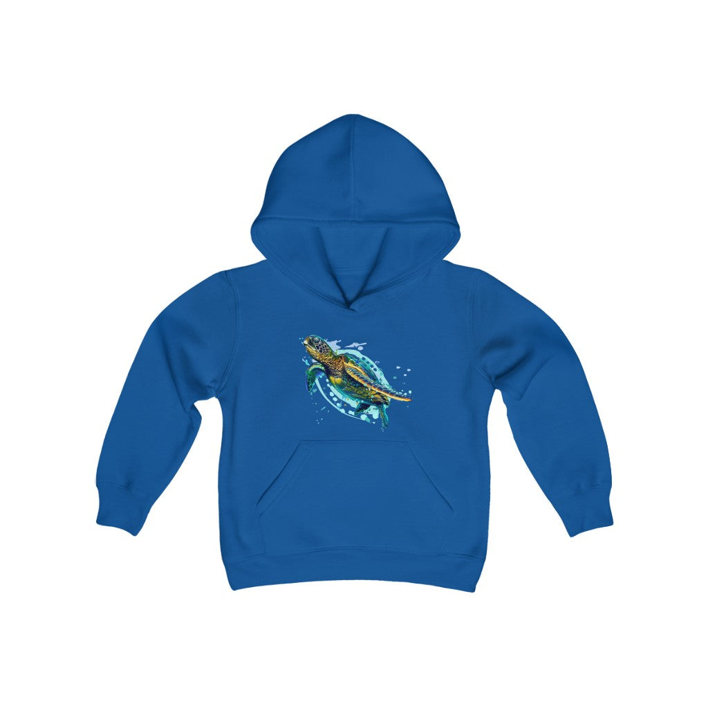 Youth Heavy Blend Hooded Sweatshirt "Sea colorful turtle"
