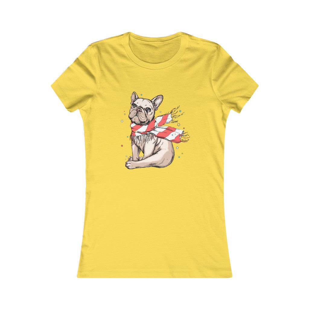 Women's Favorite Tee "French bulldog in a striped scarf"