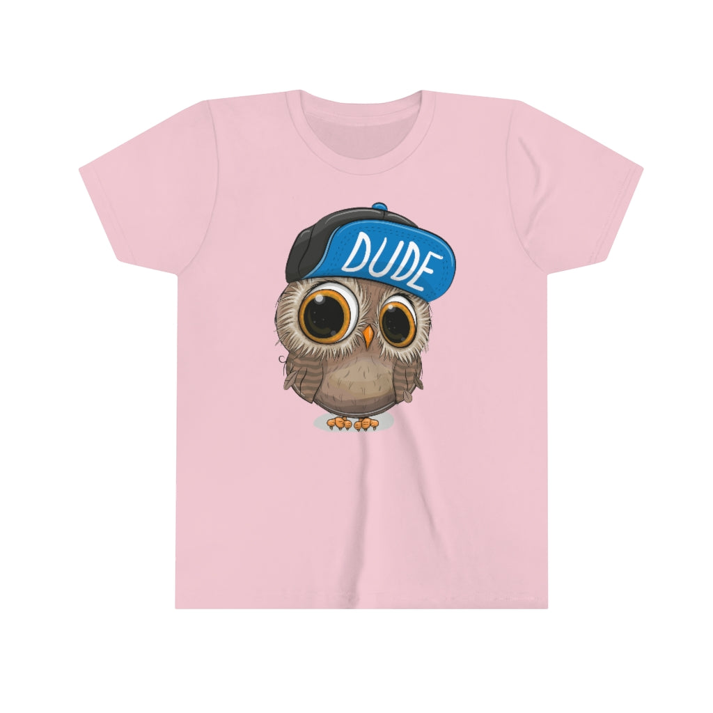 Youth Short Sleeve Tee "Cute Cartoon Owl in a cap"