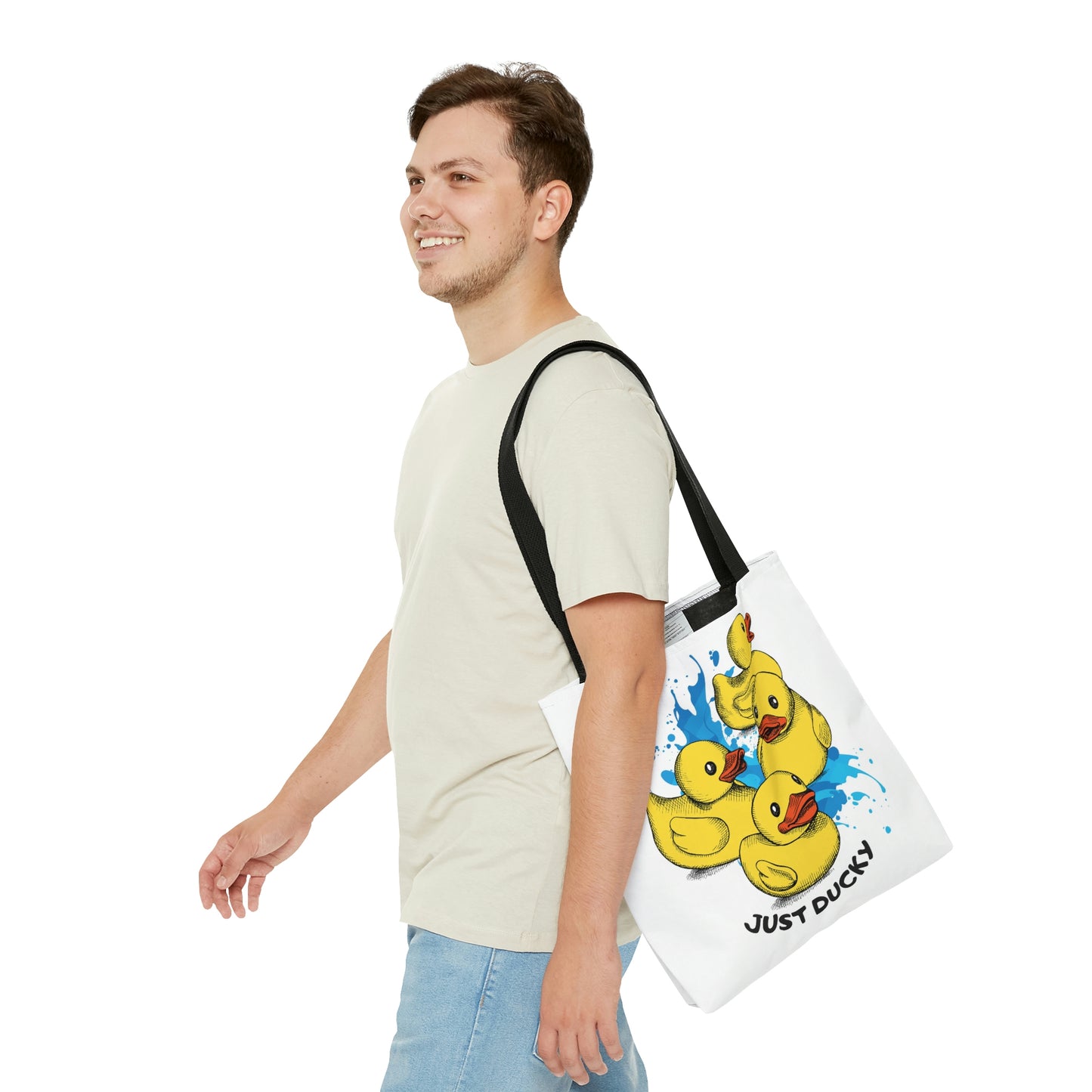 AOP Tote Bag "Group of yellow rubber ducks"