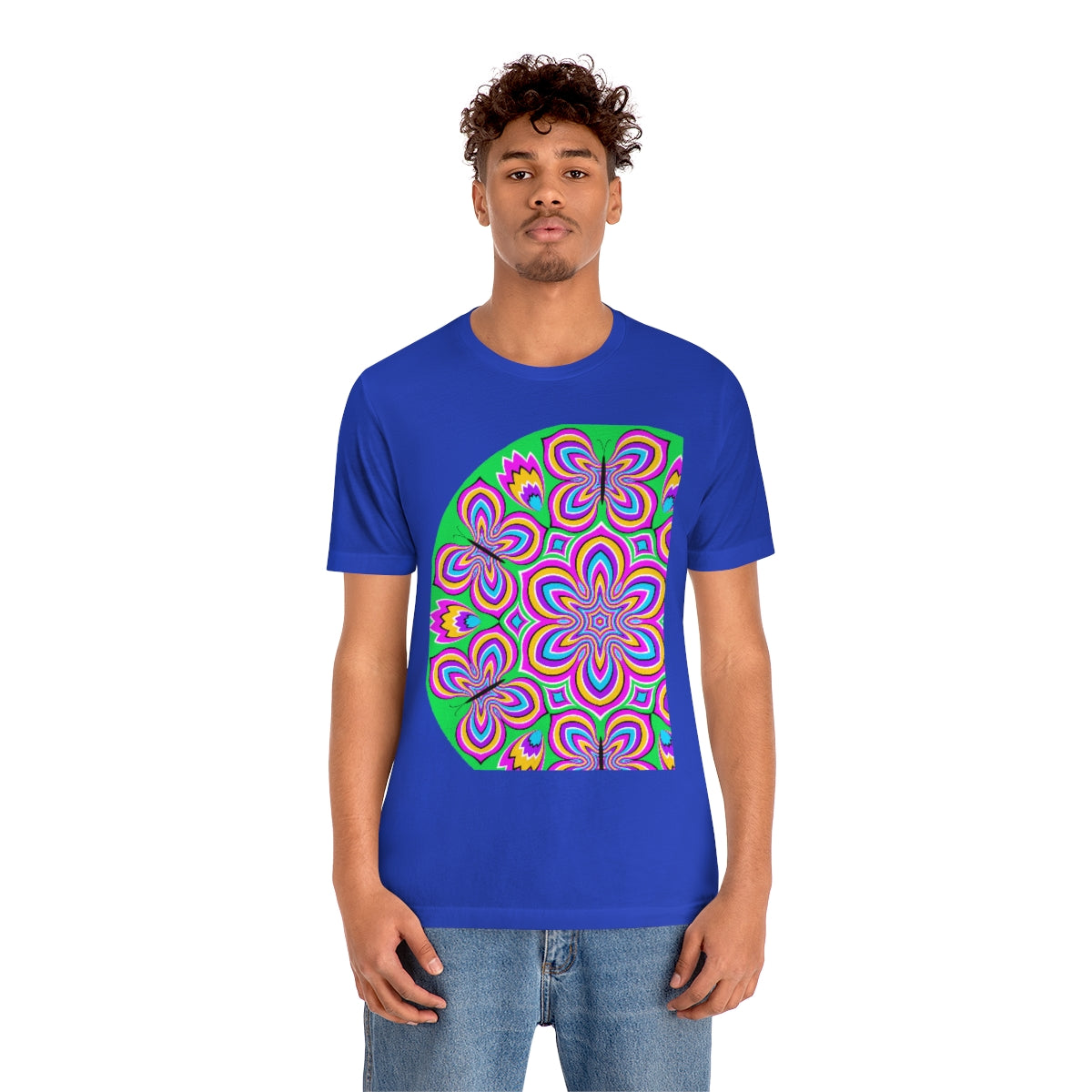 Unisex Jersey Short Sleeve Tee "Optical illusion Colorful flower and butterflies"