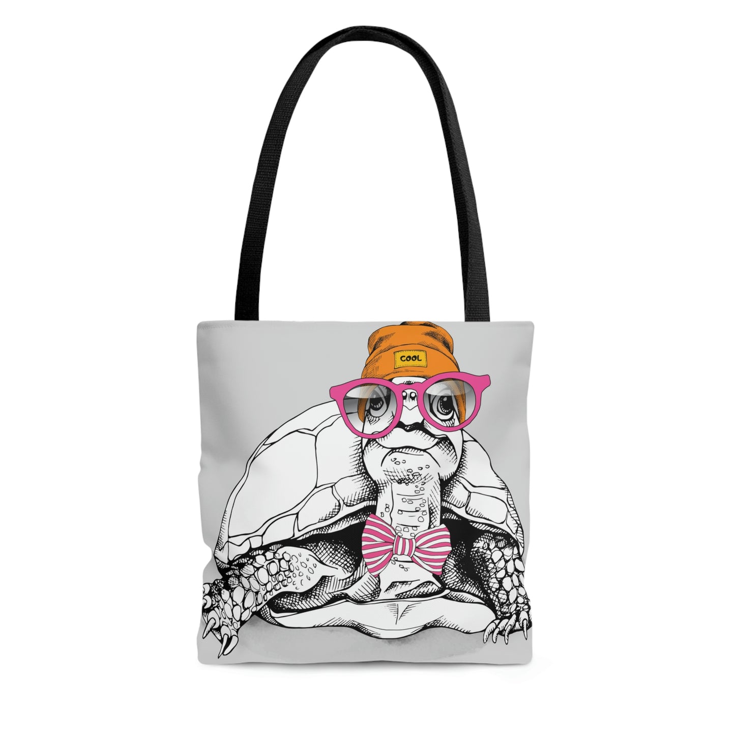 AOP Tote Bag "Turtle in a Hipster Hat with glasses"