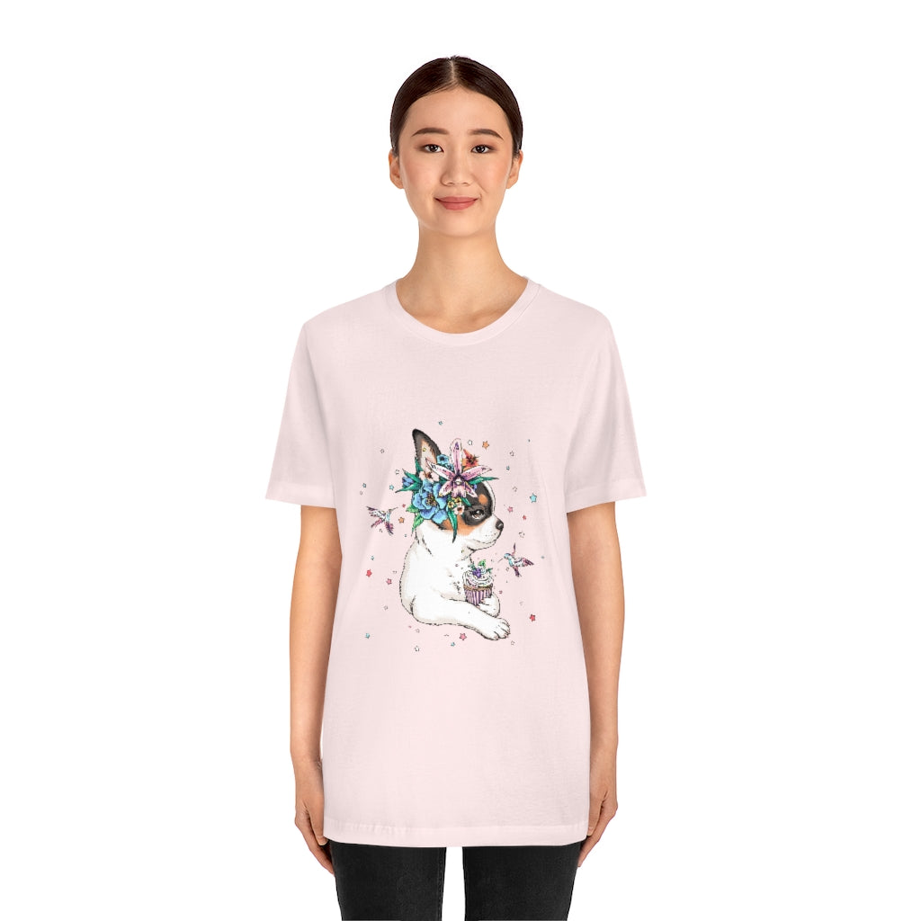 Unisex Jersey Short Sleeve Tee "Chihuahua puppy & cupcake"
