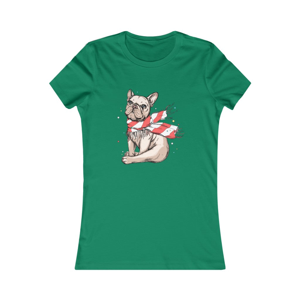 Women's Favorite Tee "French bulldog in a striped scarf"