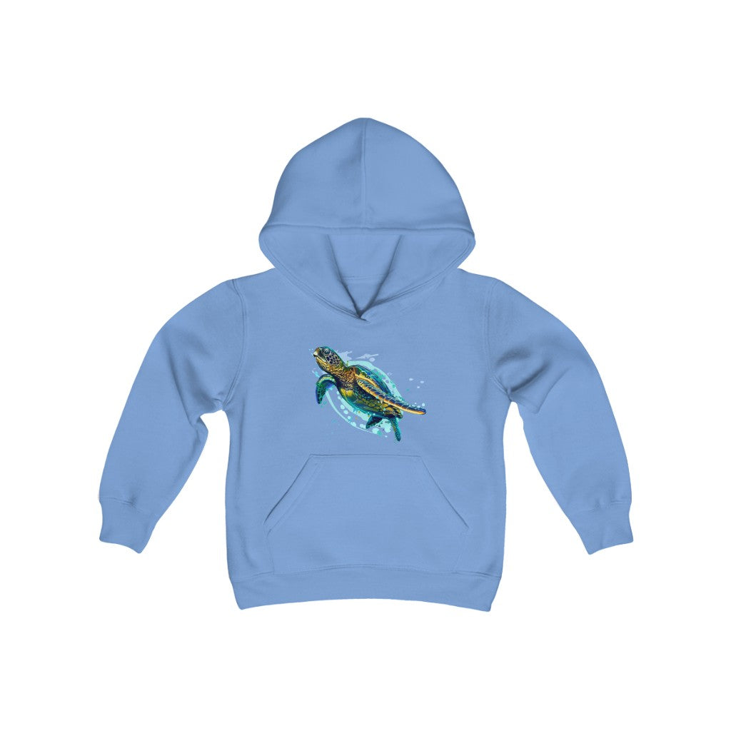 Youth Heavy Blend Hooded Sweatshirt "Sea colorful turtle"