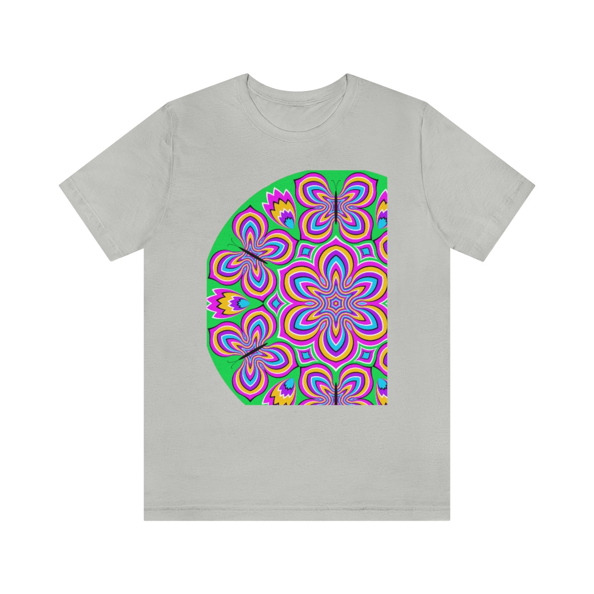 Unisex Jersey Short Sleeve Tee "Optical illusion Colorful flower and butterflies"