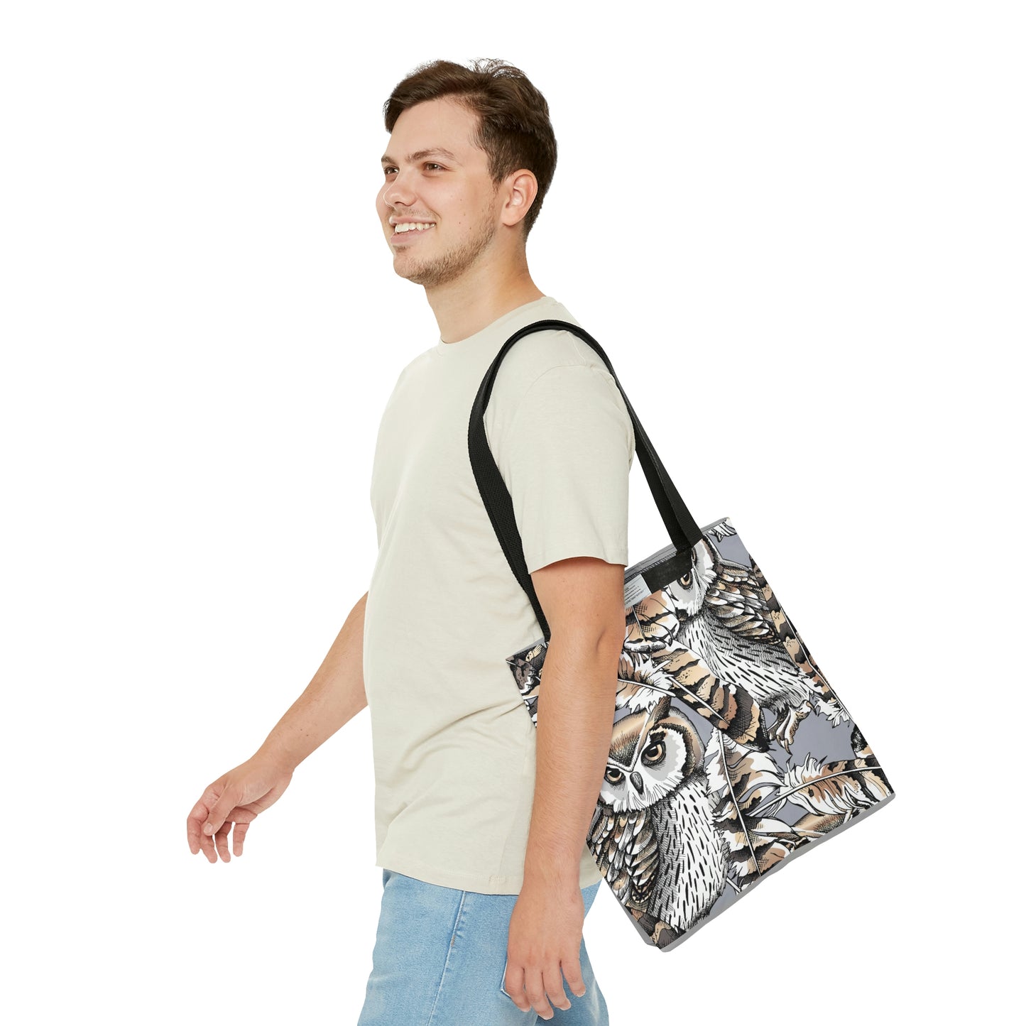 AOP Tote Bag "Gold and silver Owls"
